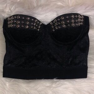 Forever 21 Black Lace Bandeau/Bustier with Silvertoned Studs top of Cop